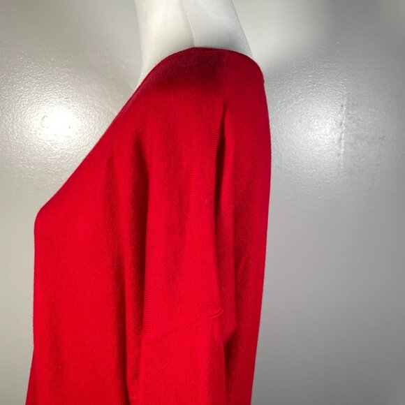 Express Red V Neck Tight Knit Zip Front Long Sleeve Pullover Sweater SP - Picture 7 of 13